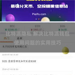 比特派隐私 解决比特派钱包使用问题的实用技巧