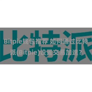 Bitpie钱包推荐 如何通过比特派(Bitpie)设置交易加速？